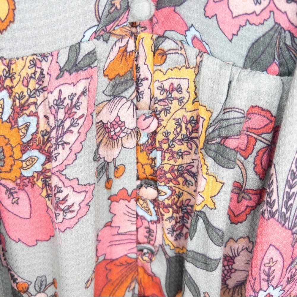 Haute Hippie Tribe Karen Floral Printed Flutter-Sleeve Blouse - Picture 7 of 9